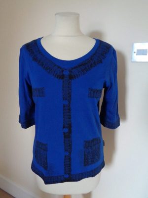 MARC CAIN BRIGHT BLUE AND BLACK PRINT TOP