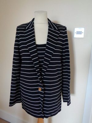 WEILL BLACK AND WHITE STRIPE JACKET AND CAMI