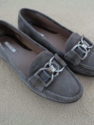 GEOX RESPIRA GREY SUEDE LOAFERS