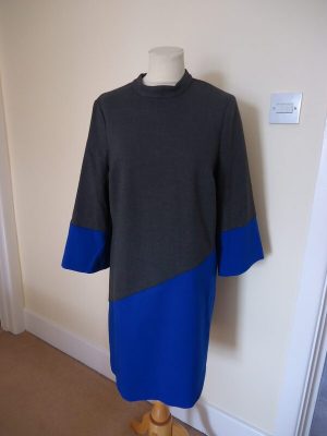 PHASE EIGHT CHARCOAL GREY AND BRIGHT BLUE SHIFT DRESS