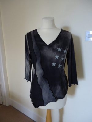ZUCCHERO BLACK AND GREY TOP WITH SILVER SPARKLE STARS