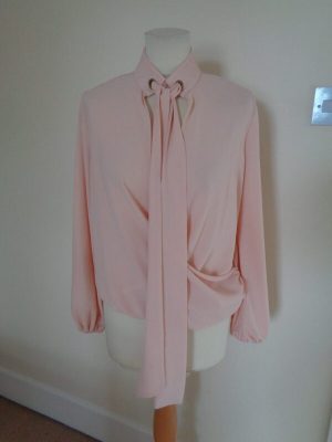 FOREVER UNIQUE PEACH WRAP OVER STYLE BLOUSE WITH TIE NECK DETAIL
