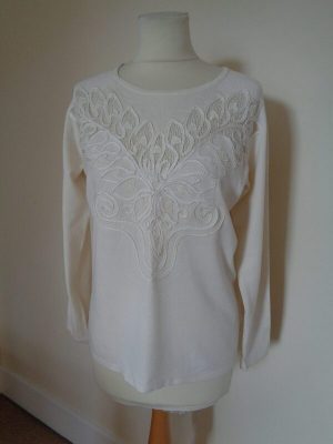 LEO & UGO CREAM JUMPER WITH LACE DETAIL