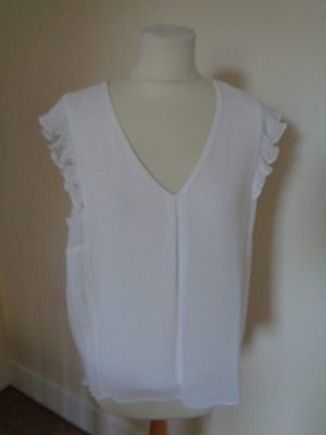 PHASE EIGHT CREAM V NECK TOP WITH PLEATED TRIM DETAIL