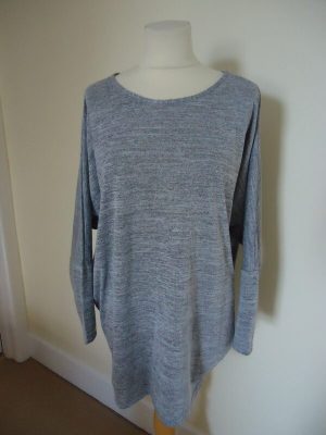 DOLLS GREY MARL OVERSIZED TOP WITH DIAMANTE DETAIL