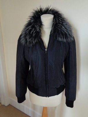 STRENESSE BLACK JACKET WITH DETACHABLE FAUX FUR COLLAR