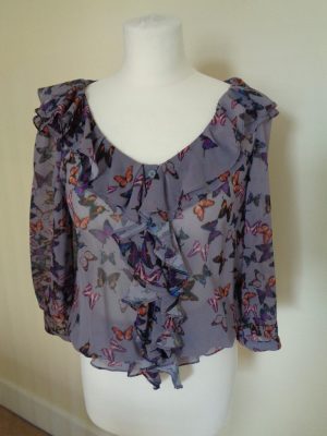TED BAKER SOFT MAUVE BUTTERFLY PRINT TOP