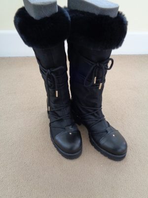 JIMMY CHOO DREXEL BRAND NEW BLACK LEATHER AND RABBIT FUR LINED BOOTS