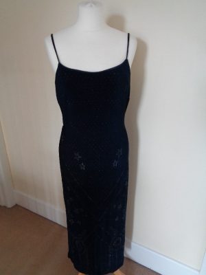 ALGO NAVY BLUE STRAPPY EVENING DRESS WITH SILVER SPARKLE DETAIL