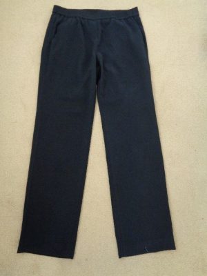 MARC CAIN NAVY BLUE WIDE LEG PULL ON TROUSERS – SIZE 12