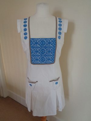 HOSS INTROPIA WHITE AND BLUE PRINT DRESS
