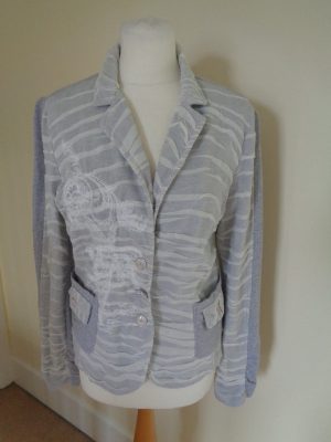 ELISA CAVALETTI GREY JERSEY JACKET WITH CREAM RUCHED NET DETAIL