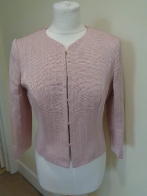 PHASE EIGHT PINK TEXTURED JACKET WITH THREE QUARTER SLEEVES