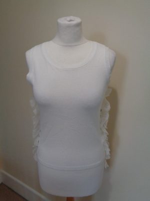 UNGARO FEVER CREAM SLEEVELESS JUMPER WITH MESH AND SEQUIN DETAIL