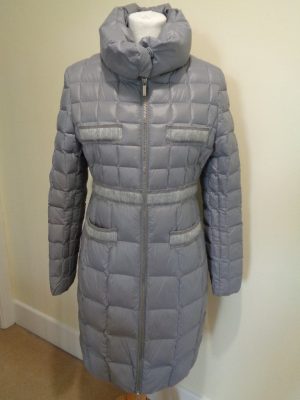 SILOLONA GREY QUILTED PADDED COAT WITH DETACHABLE COLLAR
