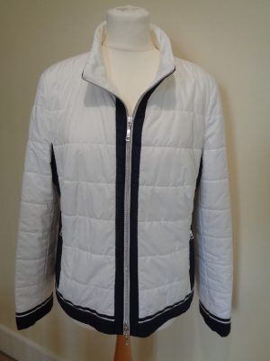 BASLER WHITE QUILTED JACKET WITH NAVY BLUE TRIM