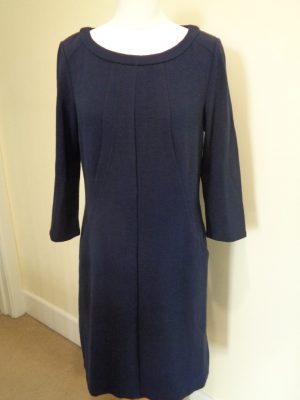 BODEN NAVY BLUE RIBBED DRESS WITH POCKETS