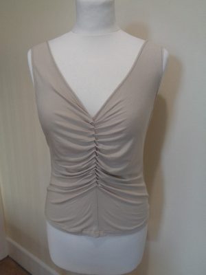 ARMANI COLLEZIONI BEIGE SLEEVELESS TOP WITH RUCHED DETAIL