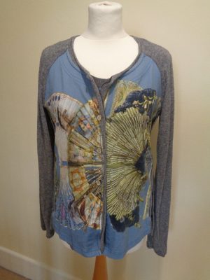 ELISA CAVALETTI GREY AND MULTI TWINSET (CARDIGAN AND TOP)