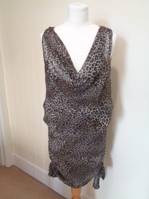 MOSCHINO CHEAP AND CHIC BROWN AND BEIGE SILK ANIMAL PRINT DRESS