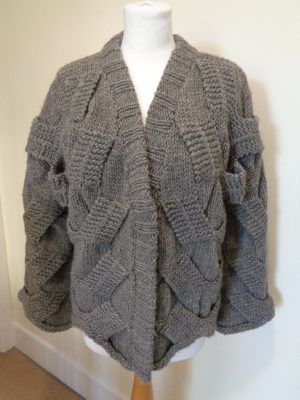 FOREVER UNIQUE TAUPE CHUNKY KNITTED WOOL MIX CARDIGAN/JACKET