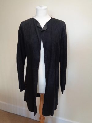 MARC CAIN BRAND NEW NAVY BLUE SUEDE BELTED COAT