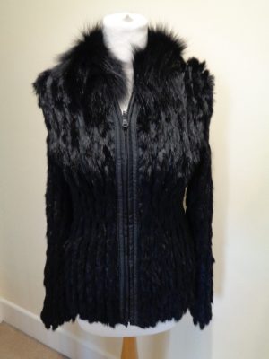 LUIS CIVIT BLACK FUR AND QUILTED REVERSIBLE ZIPPED JACKET