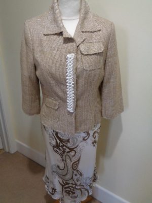 POLECI BEIGE AND CREAM DRESS SUIT WITH BEAD DETAIL