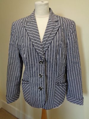 GERRY WEBER BLUE AND WHITE STRIPED JACKET