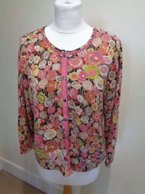 SIGRID OLSEN MULTI COLOURED FLORAL PRINT CARDIGAN WITH EMBROIDERY DETAIL