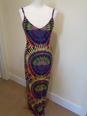 MARA HOFFMAN MULTI COLOURED MAXI DRESS WITH LACE UP BACK DETAIL