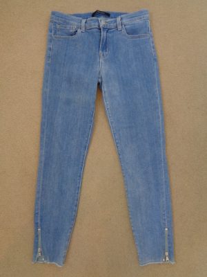 J BRAND BLUE DENIM JEANS WITH ANKLE ZIP DETAIL
