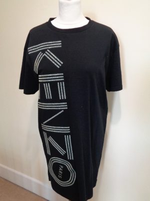 KENZO BLACK LOGO T-SHIRT DRESS