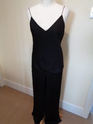 THEORY BRAND NEW BLACK TEXTURED TROUSERS AND TOP SET