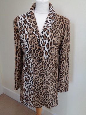 MOSCHINO CHEAP AND CHIC BROWN MULTI LEOPARD PRINT COAT