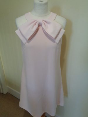 TED BAKER PALE PINK SLEEVELESS DRESS WITH LARGE BOW DETAIL