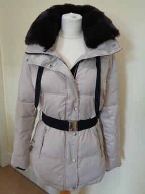 RINO & PELLE PEARL QUILTED COAT WITH DETACHABLE BROWN FAUX FUR COLLAR