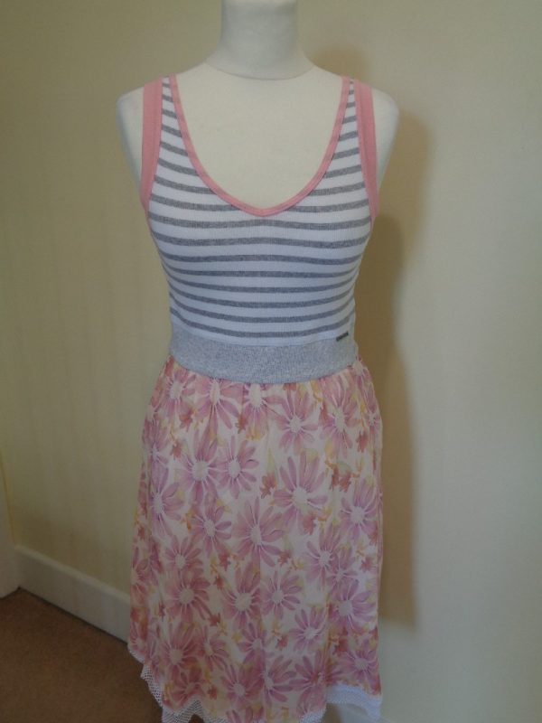 MARC CAIN SUNDRESS WITH STRIPED TOP AND FLORAL SKIRT